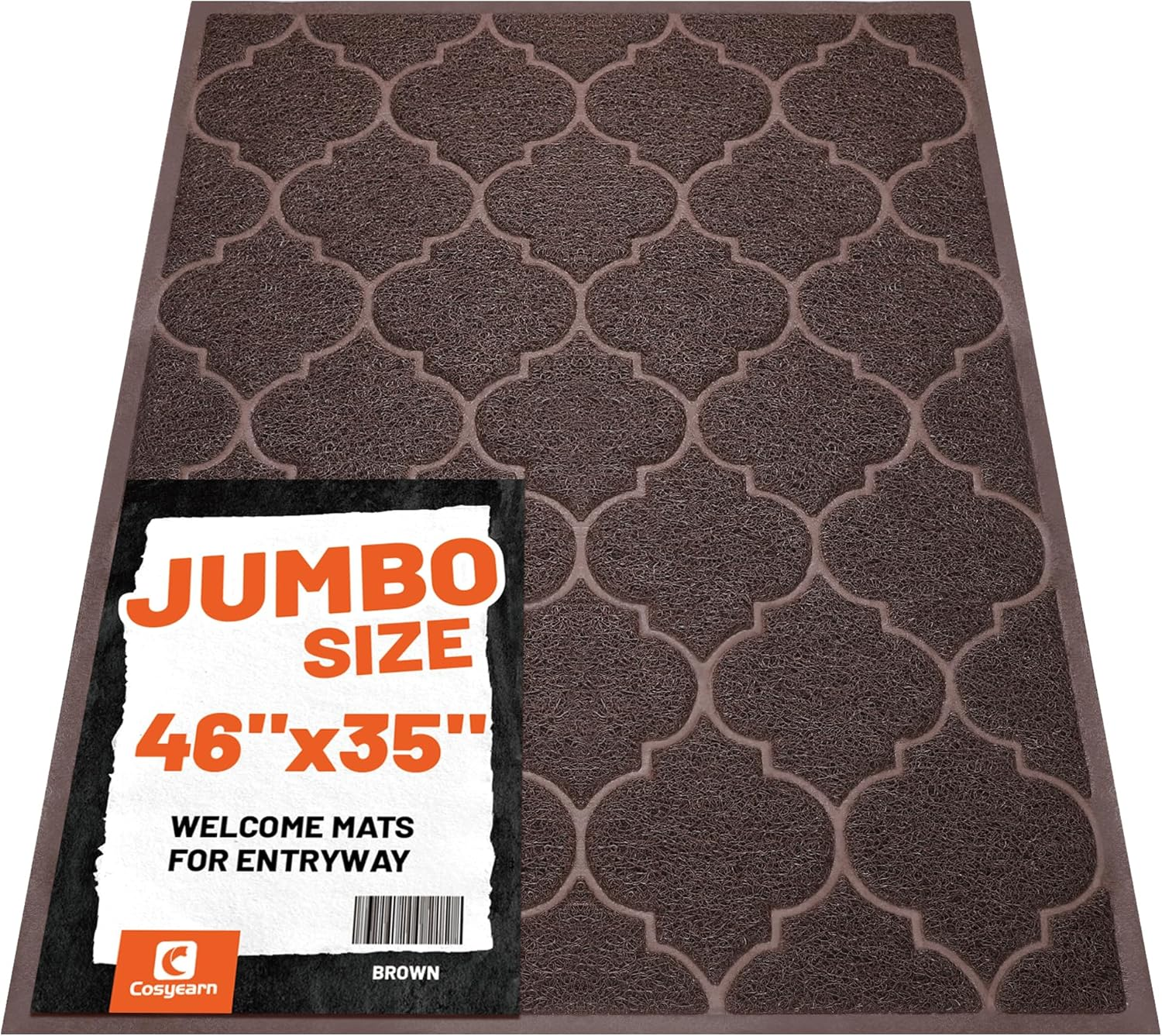 Large Door Mats,46X35 Inches XL Jumbo Size Outdoor Indoor Entrance Doormat, Waterproof, Easy Clean, Entryway Rug,Front Doormat inside outside Non Slip. (Brown)
