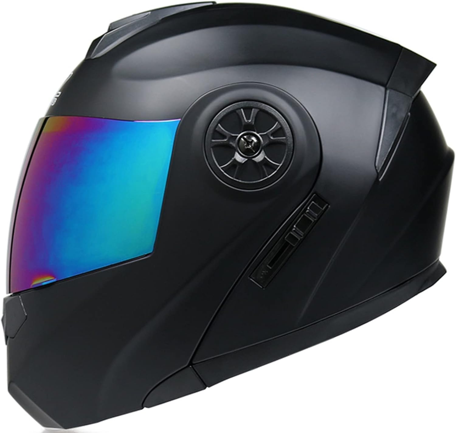 Lightweight Modular Motorcycle Helmet, Front Flip up Motorbike Helmet for Men and Women, DOT Certified Full Face Integrated Protective Helmet, HD Double Visor, Scooter, Moped B,M(55-56CM)