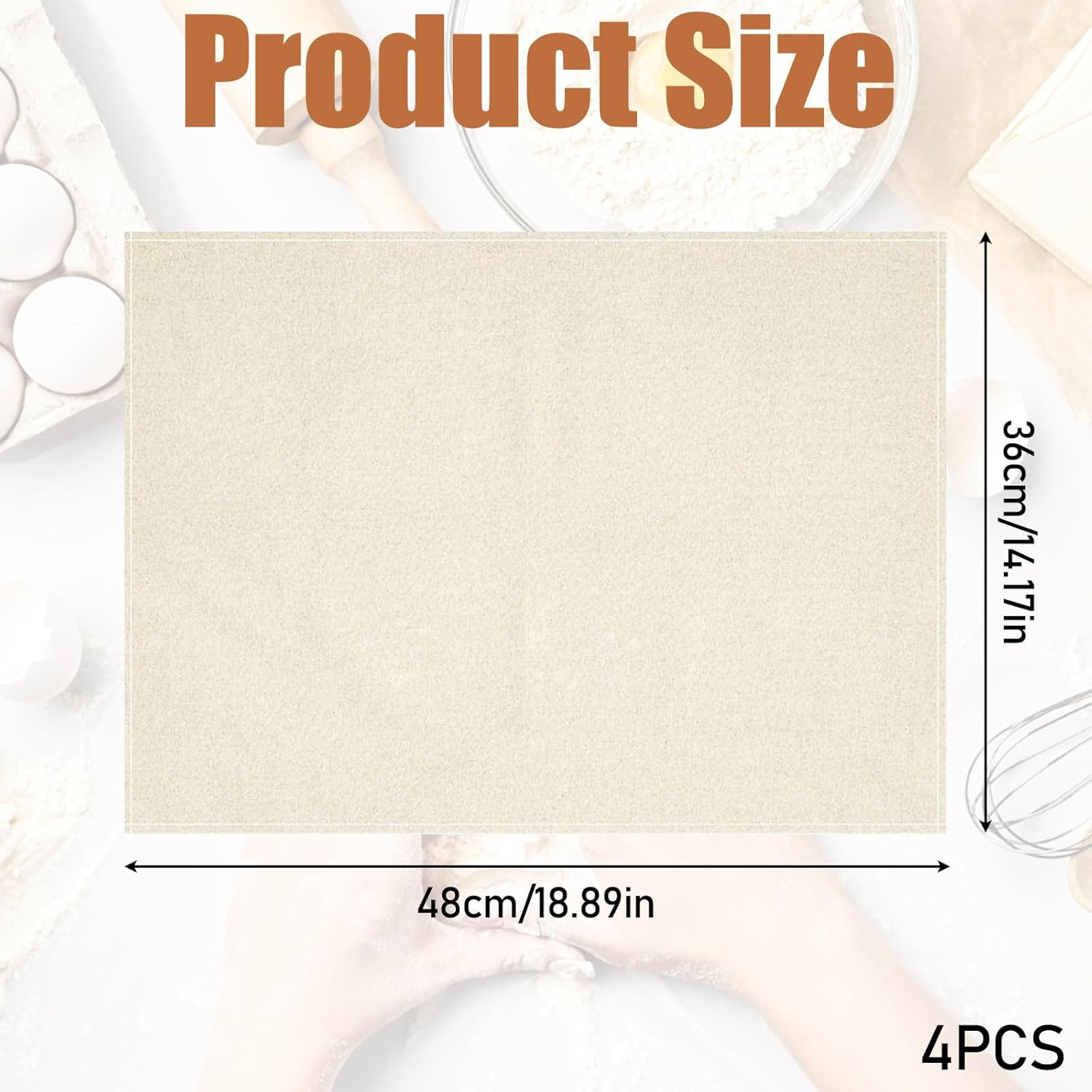 4 Pieces 18.8" X 14.1" Bakers Couche Proofing Cloth, Homemade Dough Bread Cloth, Canvas Fabric Flour Sack Bread Proofing Towel for Baking Sourdough Baguettes Loaves Pastry Supplies (4Pcs) - 4Pcs image number 6