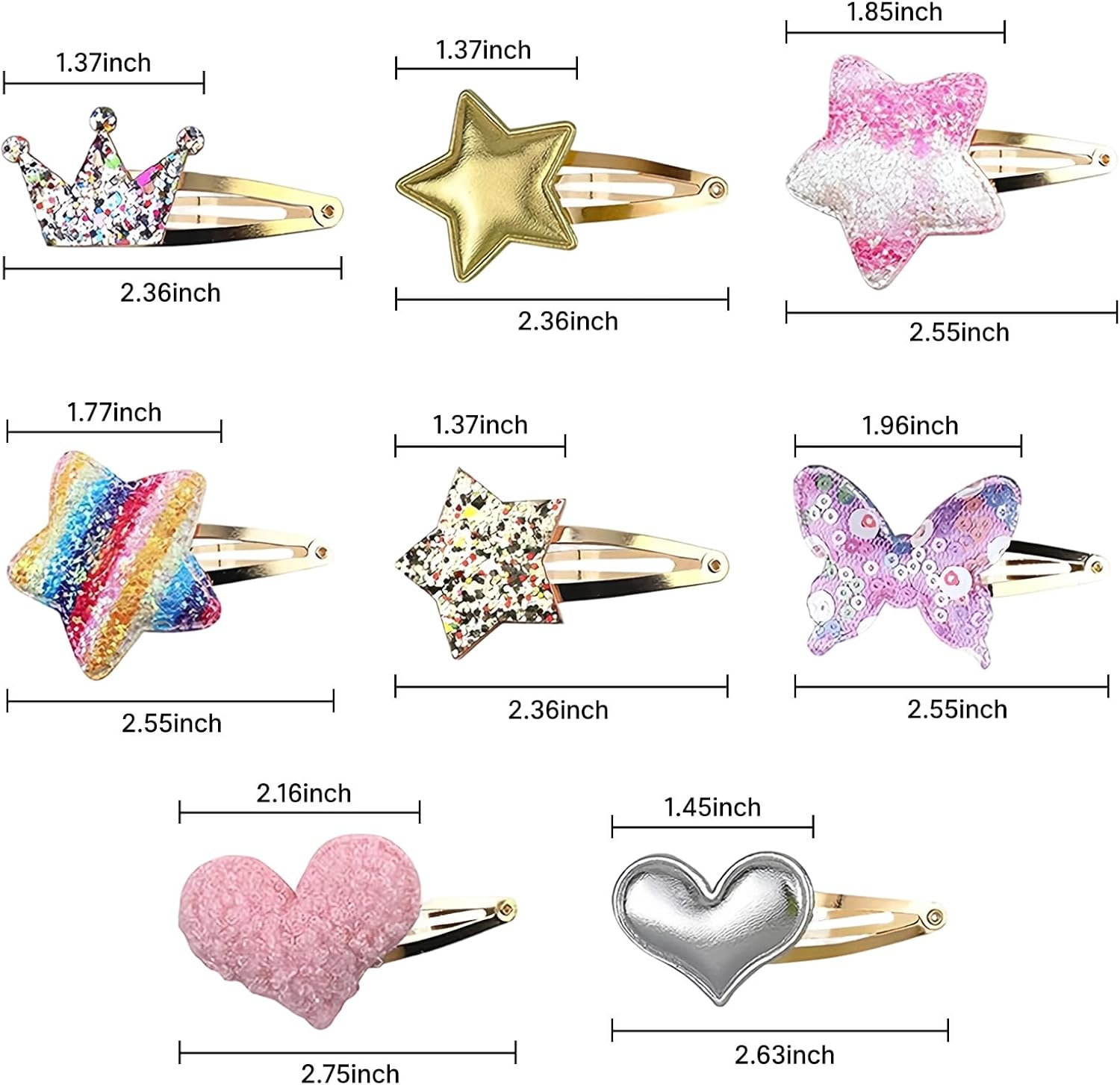 Hair Clips Set, White Metal Hair Accessories for Girls and Toddlers, Cute Designs for Daily Wear and Parties image number 2