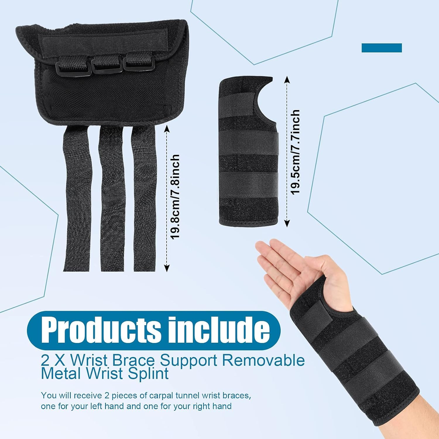 Skeerthy 2 Pieces Adjustable Wrist Brace & Thumb Spica Splint, for De Quervain'S Tenosynovitis, Tendonitis, Carpal Tunnel & Arthritis Wrist Support Thumb Splint (Right Hand - Medium) image number 1
