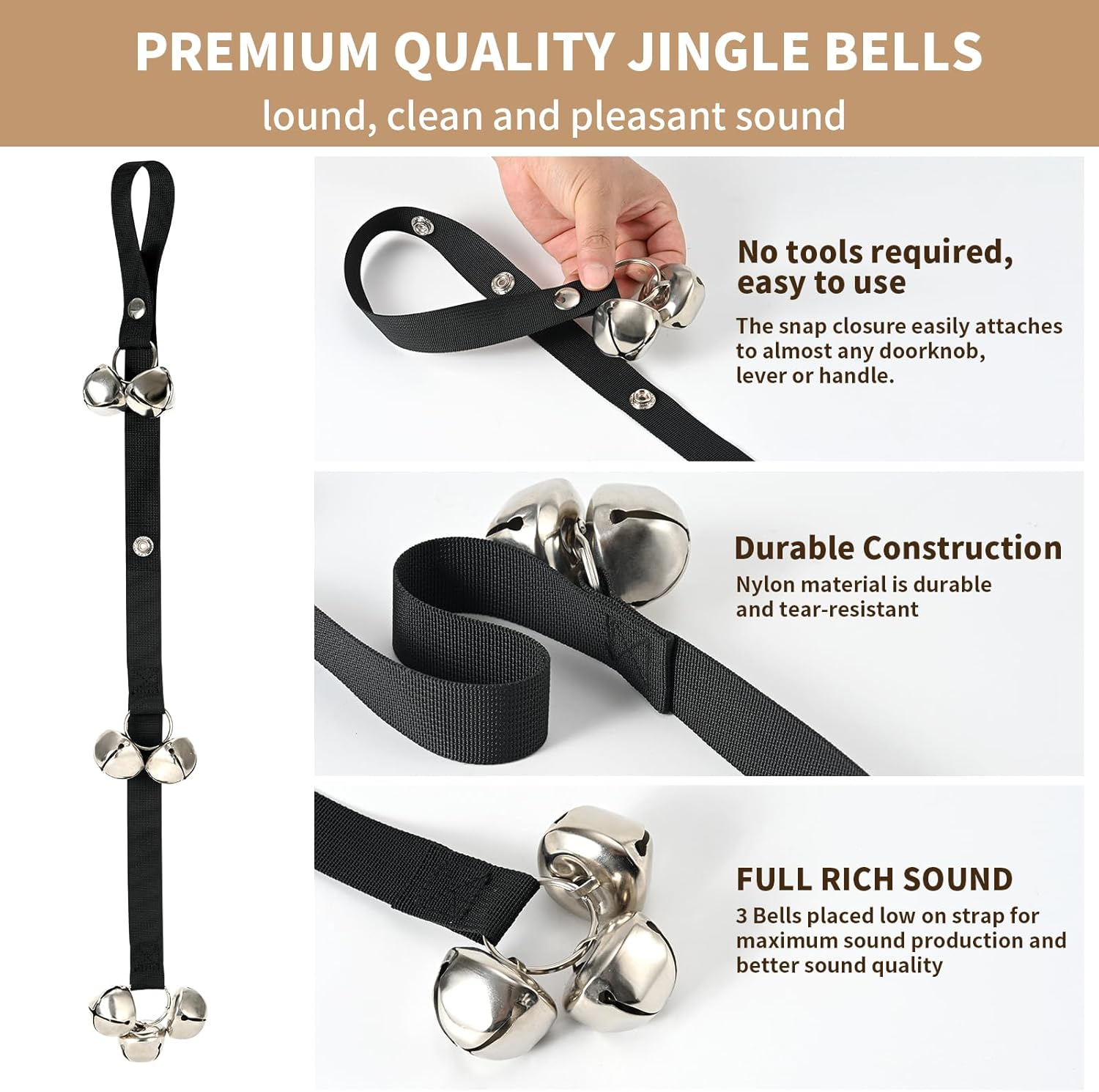 Dog Bells Doorbells for Door Knob/Potty Training/Going Outside-Lounder Jingle, Bigger Bells for Puppy Dogs Doggy Doggie Canine Poochie Pooch Pet Hound Mutt-Cool for Dog Lovers image number 1