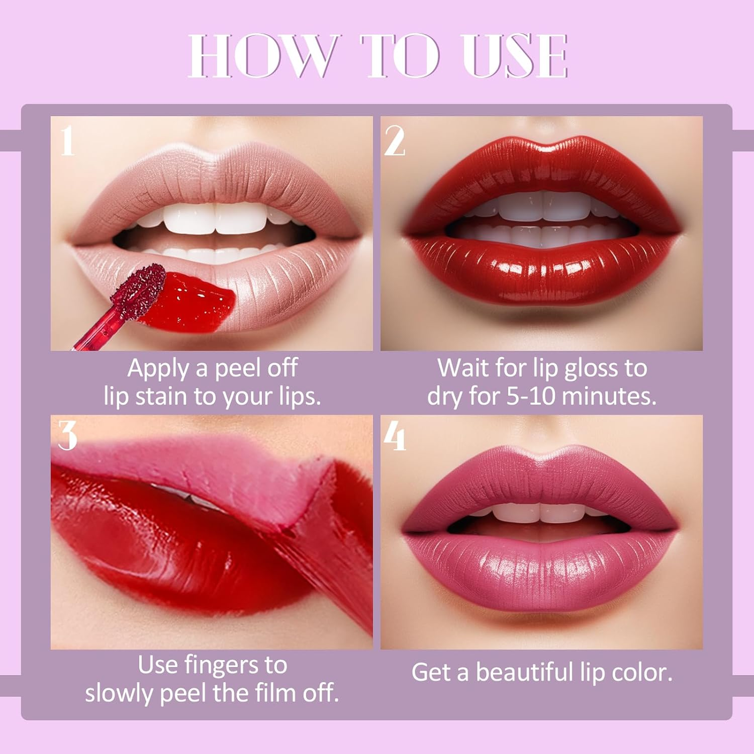 Peel off Lip Liner Stain, Peel off Tattoo Lip Tint, Peel off Lip Stain with Matte Finish, Waterproof, Long Lasting, Transfer Proof Red Lip Tint, Highly Pigmented Color, Non-Stick Cup Lip Stain image number 3