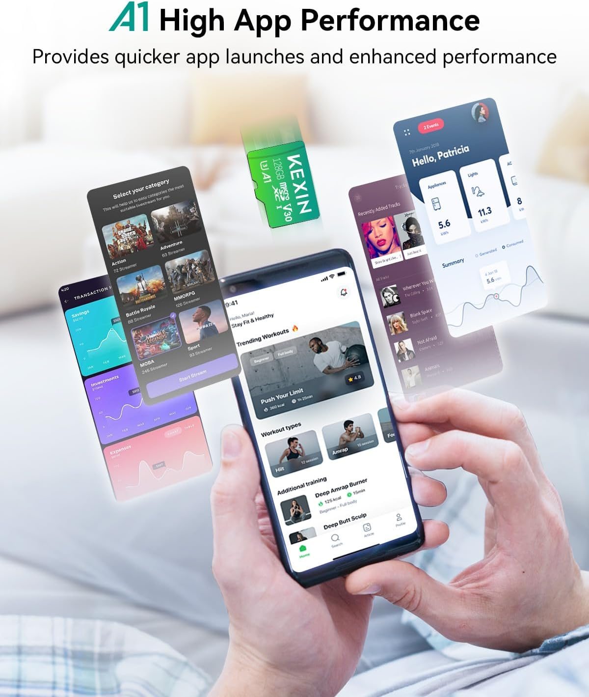 KEXIN 128GB Micro SD Card Pack of 2 Microsdxc Memory Card + SD Adapter for Action Camera Gopro Drone and Tablet, Read Speed up to 95Mb/S, 4K UHD Video Recording TF Card, C10, U3, A1, V30 image number 6