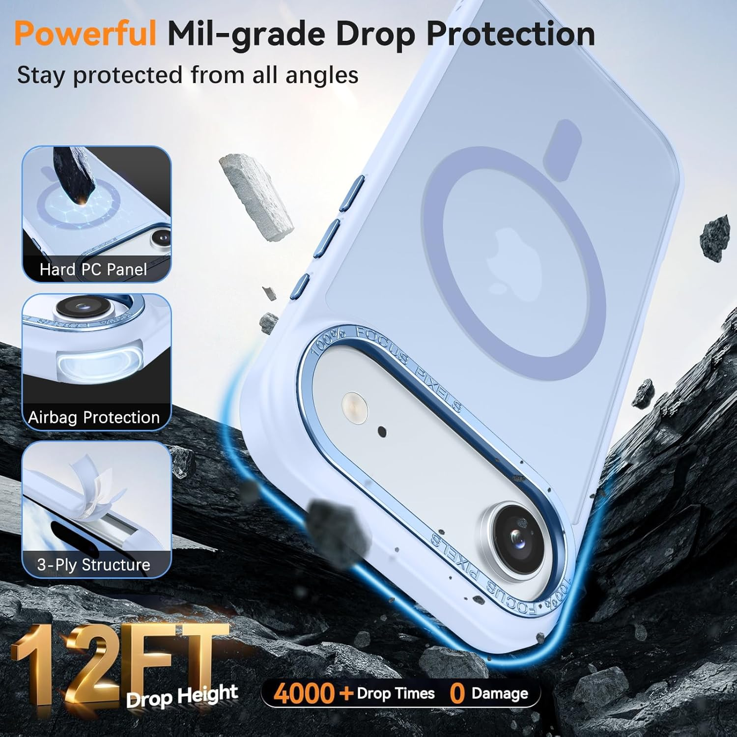 YINLAI Magnetic for Iphone 17 Air Case 6.5-Inch [Compatible with Magsafe] Ultra Slim Matte Heavy Duty Full Body Shockproof Military Grade Protective Bumper Phone Case 17 Air Case,Sky Blue image number 7