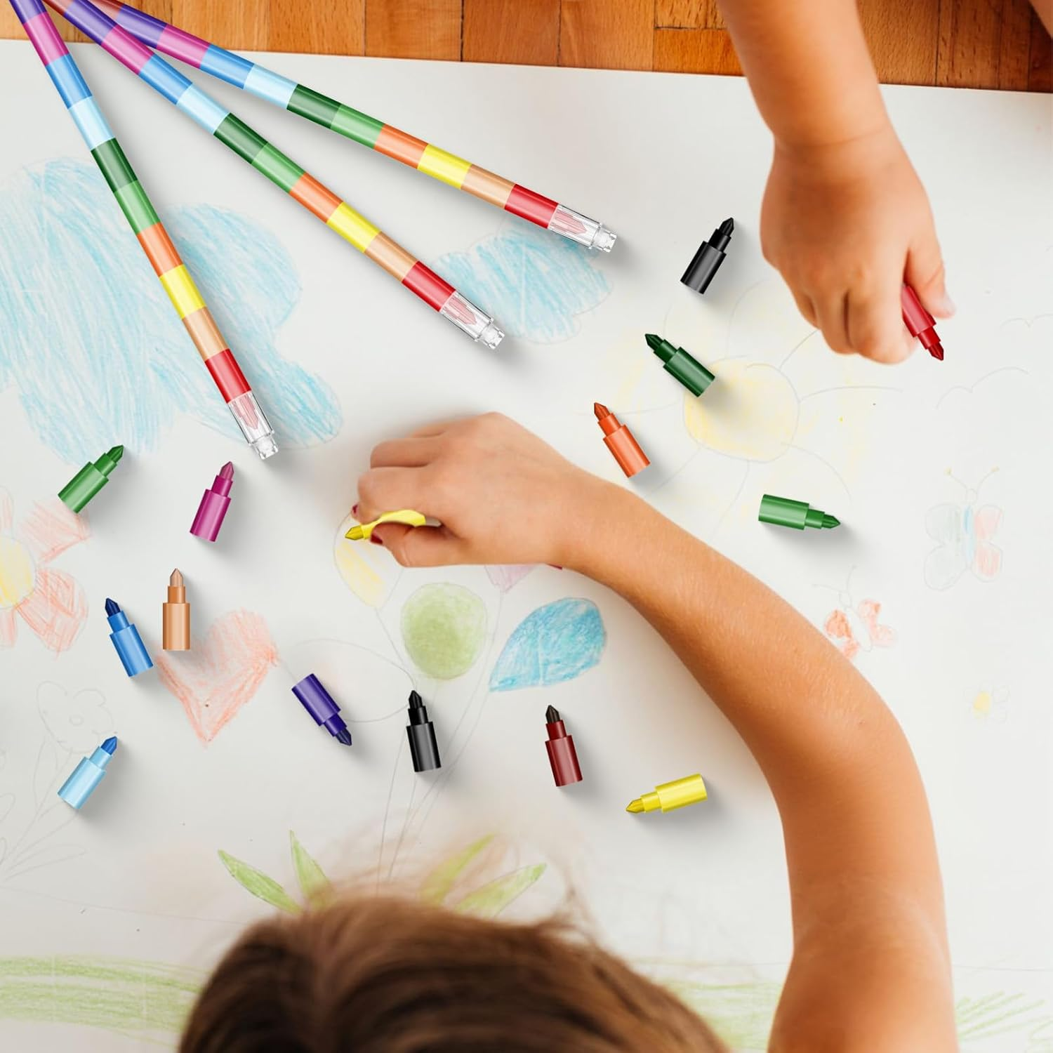 TEAONE Mini Crayon, 10 PCS Stacking Crayons for Party Favors, School Supplies (12 Colors) image number 5