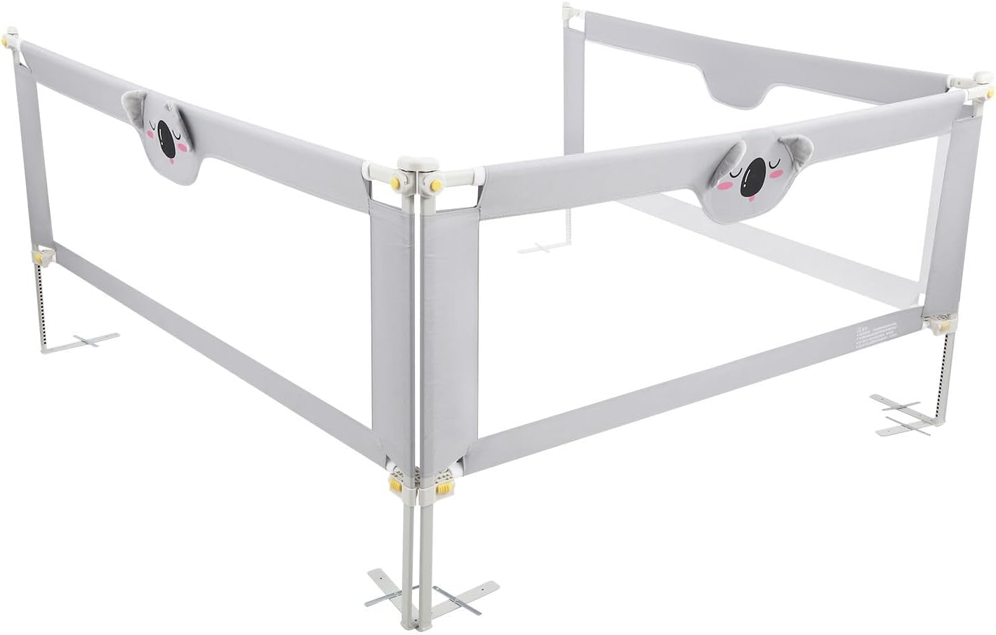 KIDBOT Bed Rail Side Toddler Bedrail Folding Safety Guard Baby Child Cot Fence Barrier Fall Protection 3Pcs 100Cm Height Adjustable Koala Design