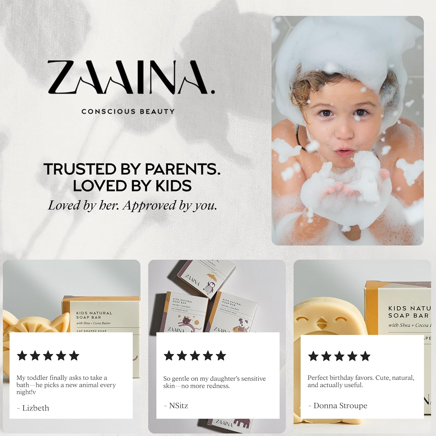 Kids Soap, Unique, Natural, Safe, Cute Animal Shapes, Fun Bath Time for Children, Boys or Girls, for All Skin Types, Handmade in USA, No Chemicals or Artificial Ingredients, 6 Soap Pack (All 6 Styles)