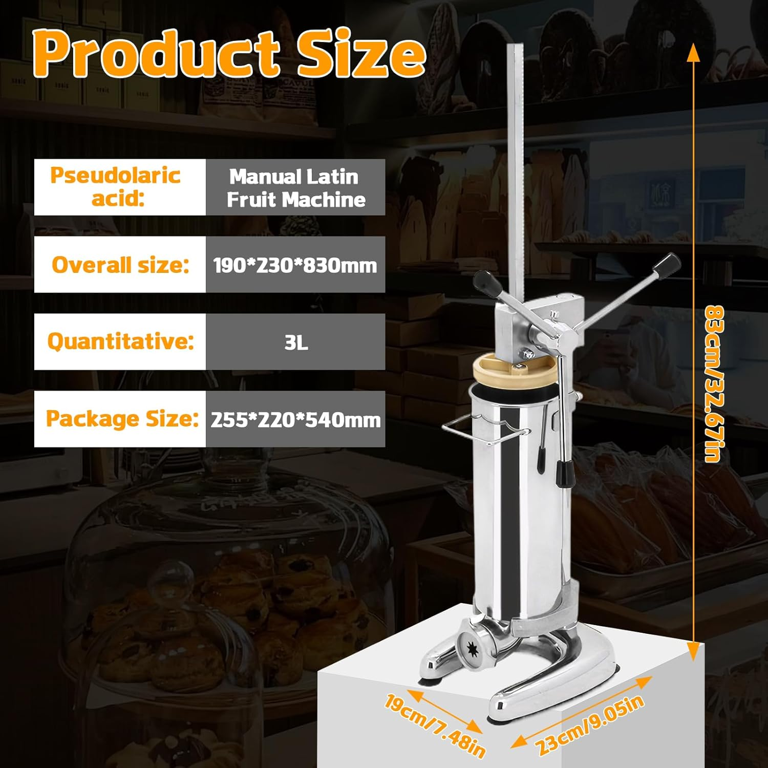 Peiqi Manual Churro Maker Commercial Manual Latin Fruit Machine Spanish Doughnut Filler Filling Machine with 5 Nozzles, for Home Commercial Restaurants Cafeterias Bakerie (3L) image number 5