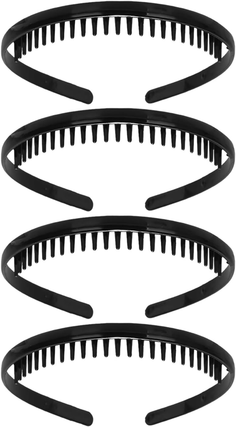 Pack of 4 Black Headband with Dentist Headband, Simple and Stylish, Slider Plastic Headdress for Women, Hairstyle Decoration for Men and Women image number 3