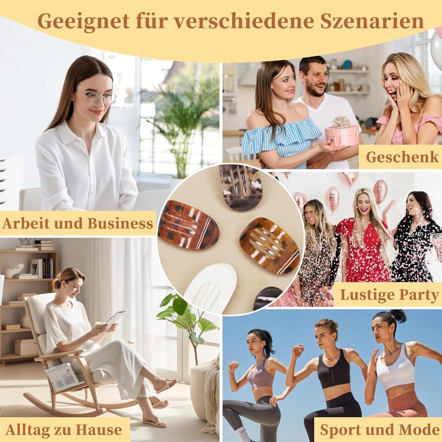 Flat Hair Clips, Women'S Flat Hair Clip, Large, Pack of 5 Hair Clips, Flat, Lightweight & Comfortable, Non-Slip, Elegant French Hair Clip for Everyday, Sports, Driving image number 6