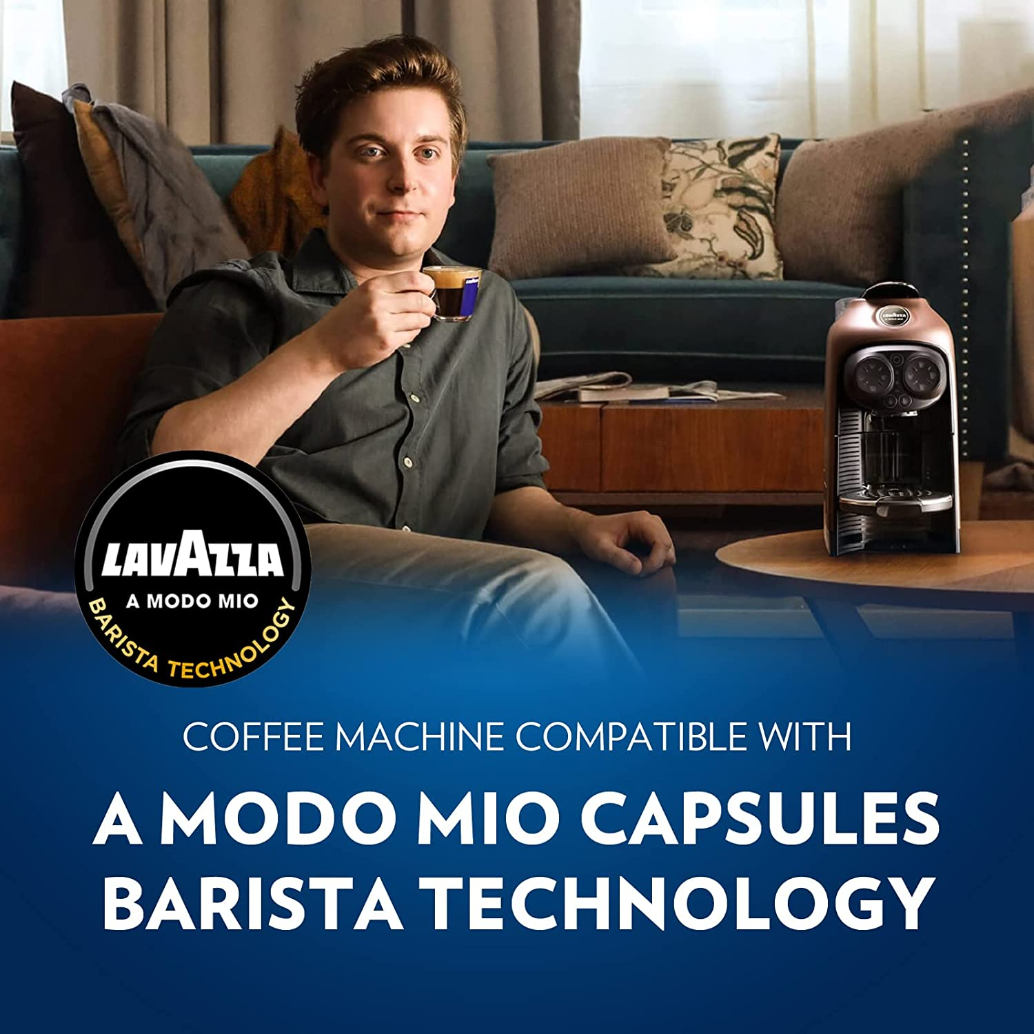 Lavazza, a Modo Mio Tiny Eco, Coffee Capsule Machine, Compact, Compatible with a Modo Mio Coffee Pods, with Automatic Shut-Off, Removable and Adjustable Cup Rest, 1450 W, 220-240 V AC, 50-60 Hz, White image number 2