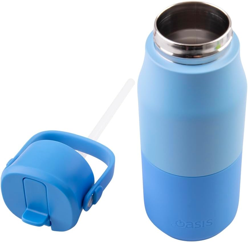 Oasis Stainless Steel Double Wall Insulated 'Jnr' Drink Bottle W/Sipper 400Ml - Blue image number 4
