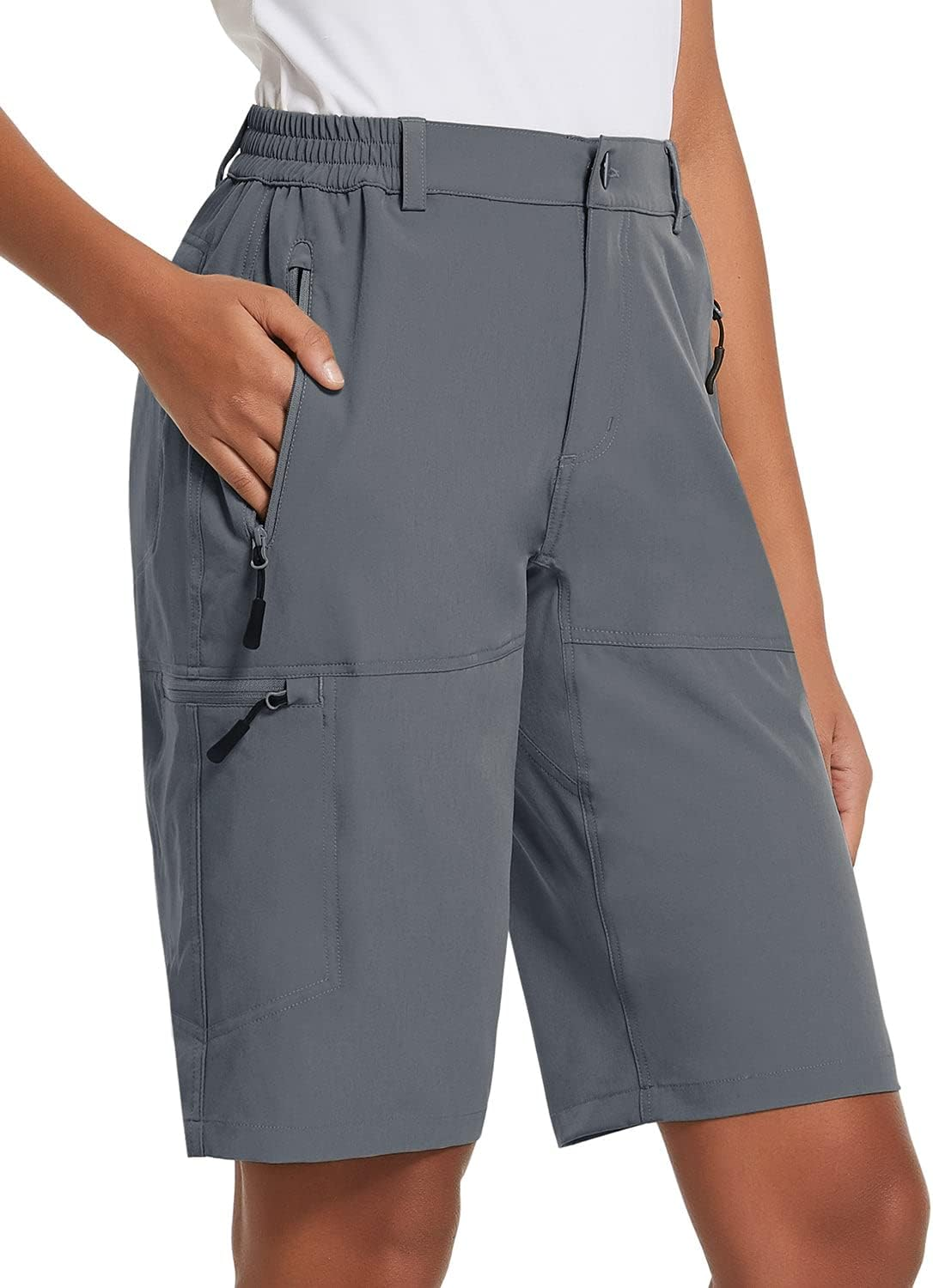 Baleaf Women'S Long Hiking Bermuda Shorts Quick Dry Summer Golf Shorts Lightweight with Pockets UPF 50+ for Camping, Work image number 4