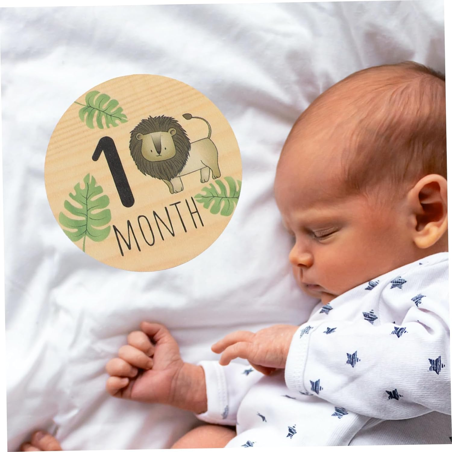 CLISPEED 7Pcs Milestone Cards Wooden Double Sided Photo Props Newborn Announcement Signs for Months Name Milestone Cards Welcome Plaque for Parents