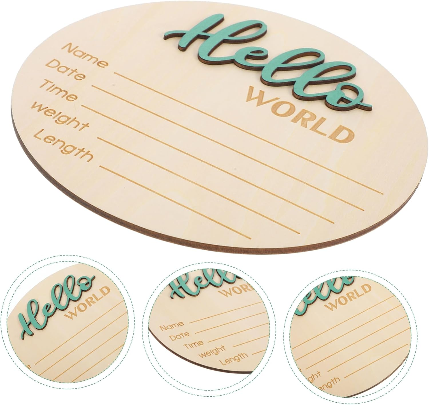 GALPADA Announcement Wooden Sign Birth Announcement Name Sign for Newborn Shower Essential Wooden round Decor Unique image number 6