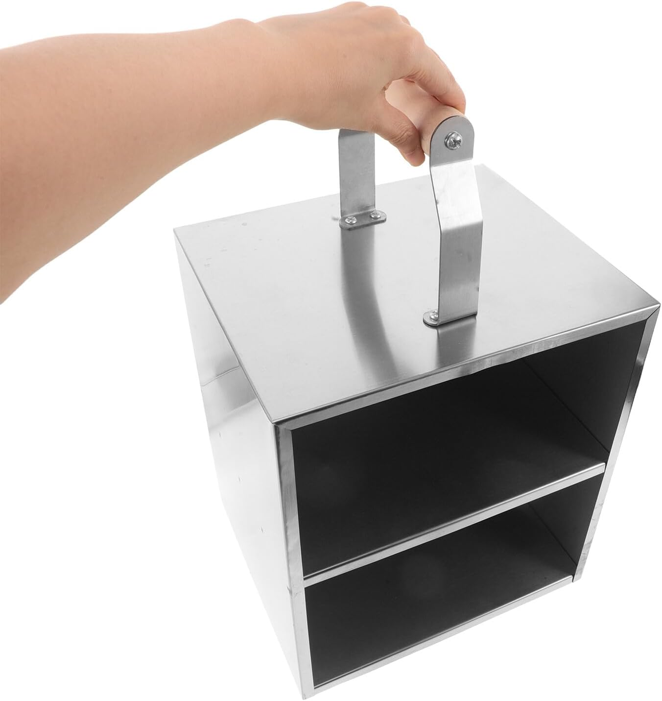 Stainless Steel Charcoal Carrying Box Handle Outdoor Barbecue Charcoal Storage Bucket Portable for Grilling and Camping image number 1