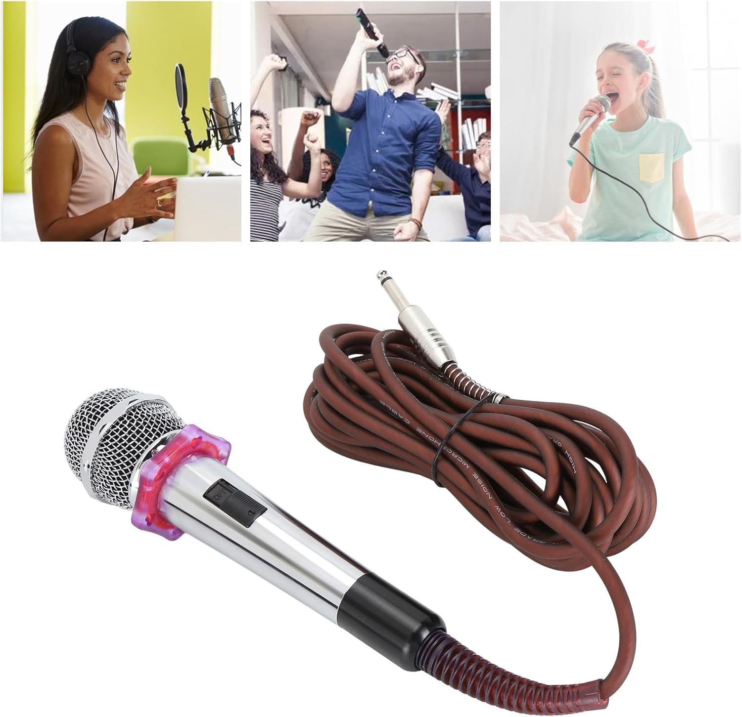 Wired Microphone for Karaoke, Cardioid Dynamic Moving Coil Microphone, Handheld Vocal Mic with on and off Switch, 3 Pin XLR Plug-In Microphone for Speaker, AMP, Mixer (#1)