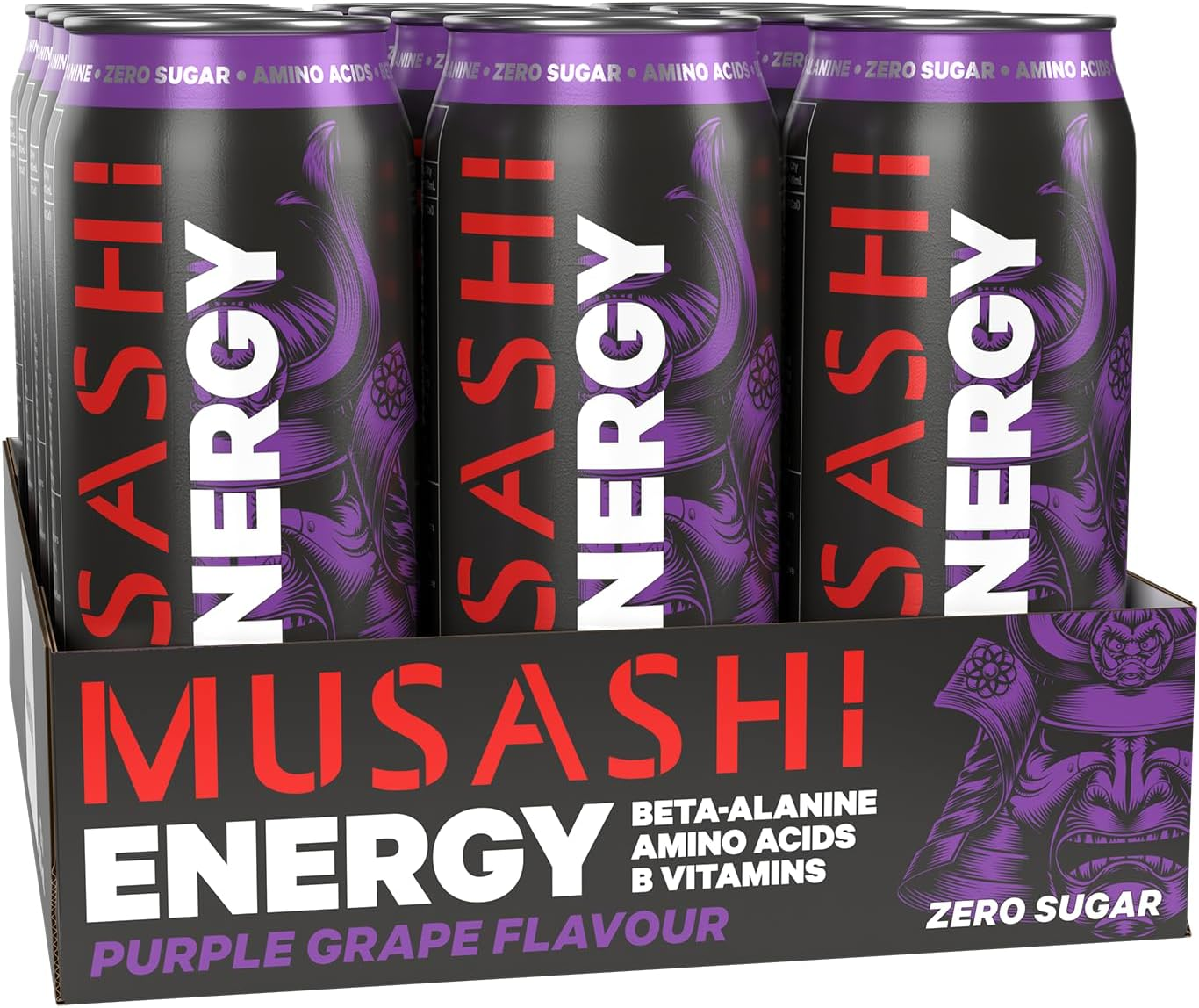 Musashi Purple Grape Flavour Energy Drink 12 X 500Ml image number 1
