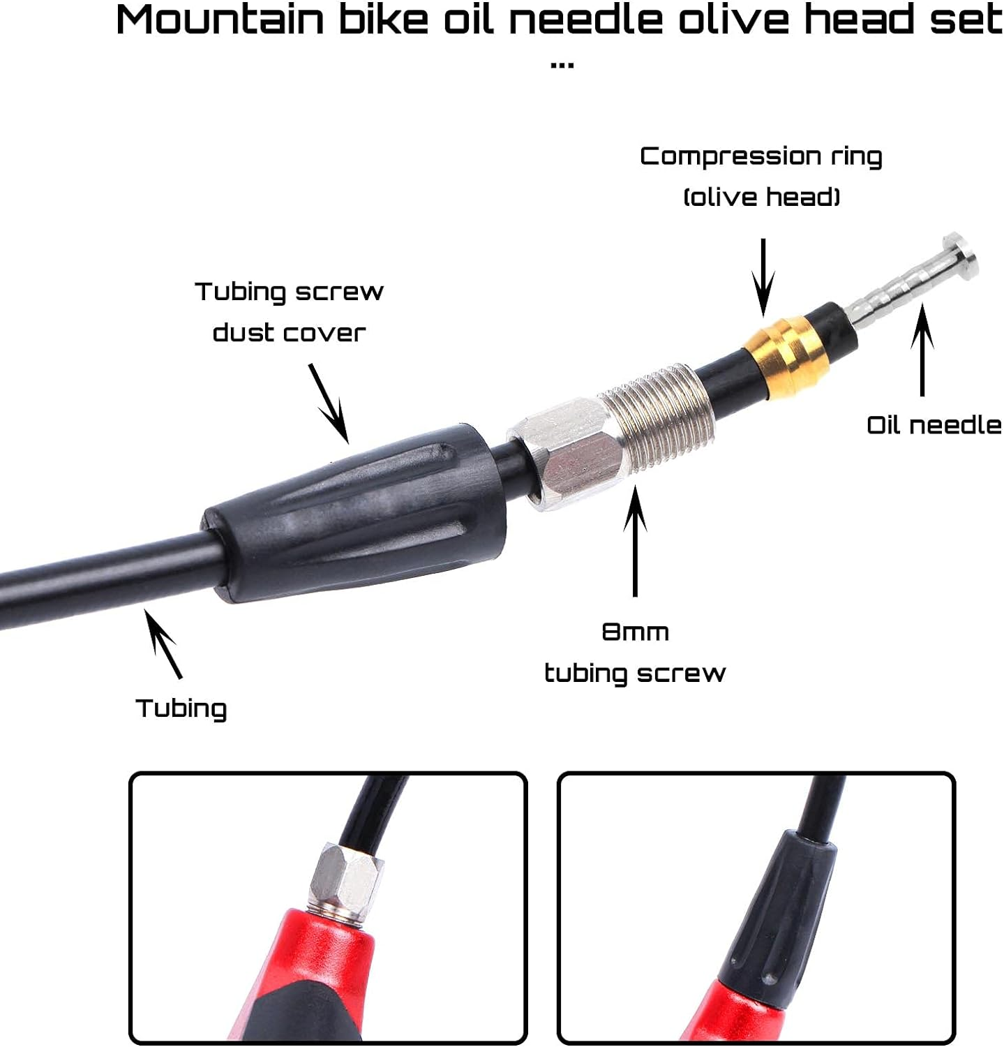 SING F LTD BH59/BH90 Cable Hose Set Olive Connector Insert Connecting Bolt Bleed Kit Hydraulic Brake Hose Olive Inset Repair Kit for Bike Replacement Part image number 3