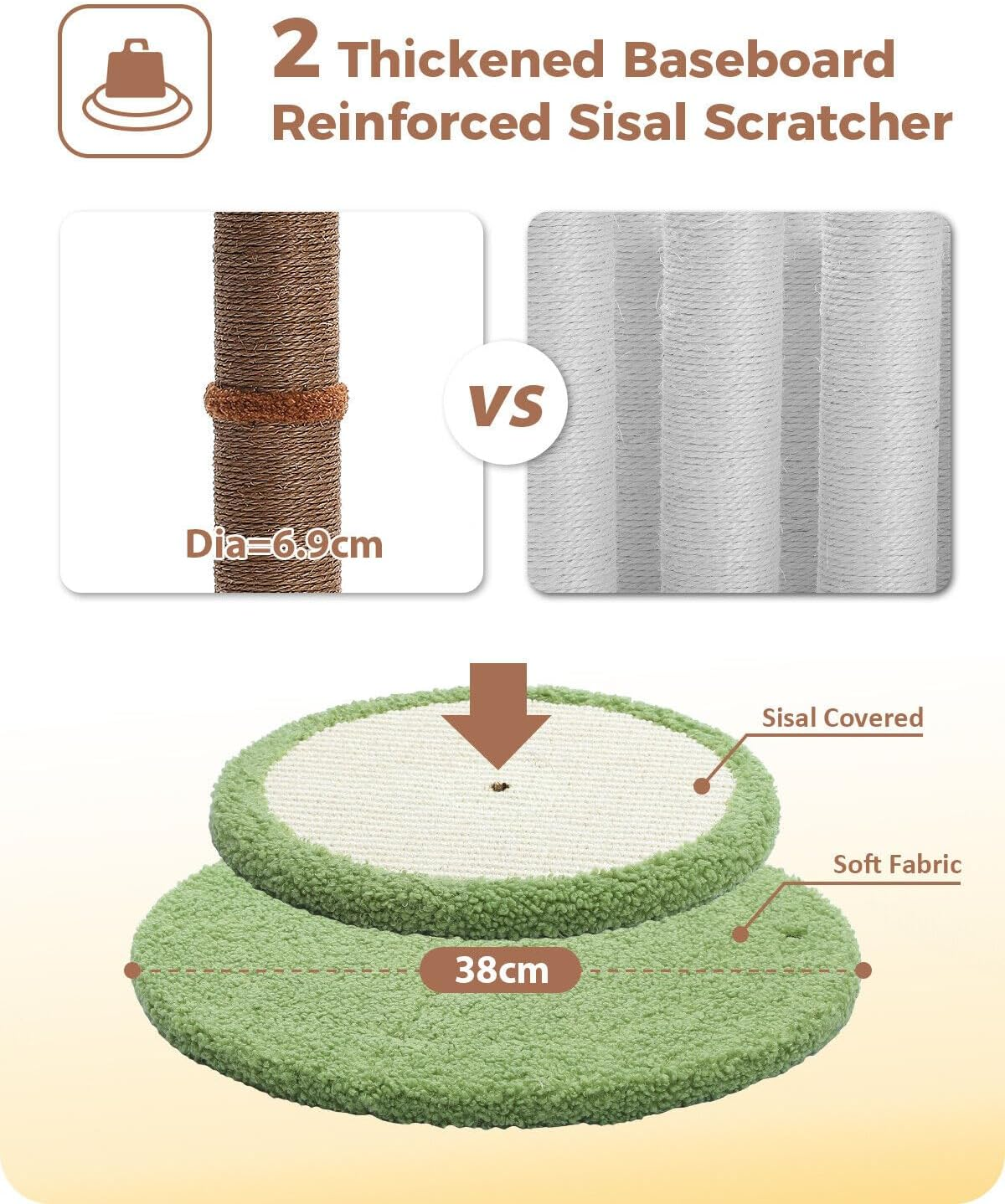 PAWZ Road Coconut Palm Cat Scratching Post 85Cm Cat Scratcher for Indoor Cats with Interactive Balls & 100% Sisal Covered Scratch Posts Brown image number 4