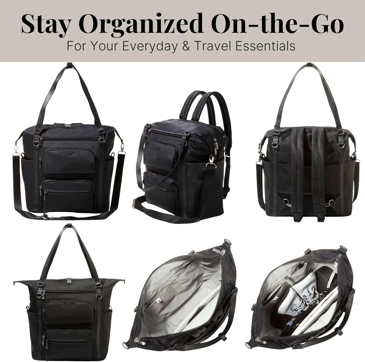 Baggallini Nolita Convertible Backpack - 14X11 Inch Travel Backpack with 16 Inch Laptop Sleeve - Lightweight Luggage Backpack image number 5