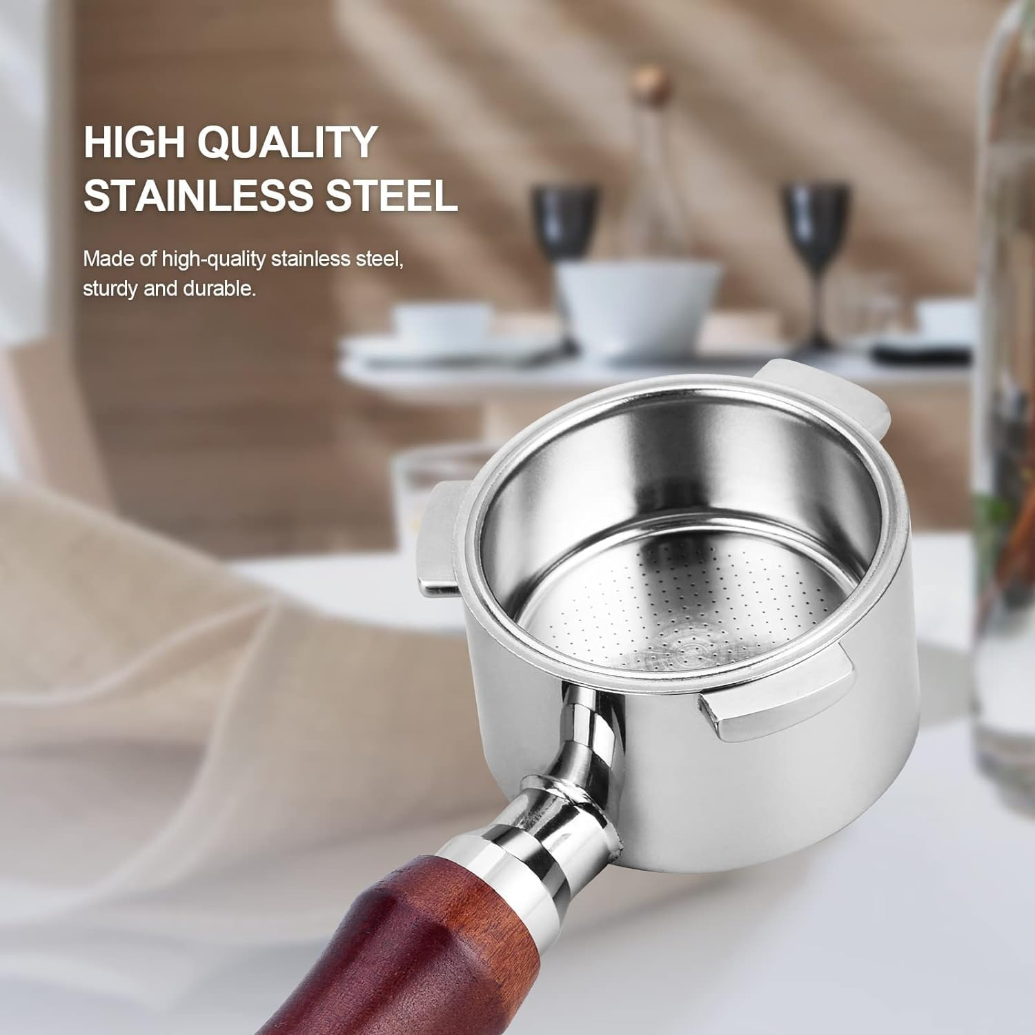 51Mm Bottomless Portafilter 3 Ears for Delonghi Espresso Machine EC680 and EC685 Stainless Steel Naked Portafilter along with Stainless Steel Double Shot Filter Basket image number 4