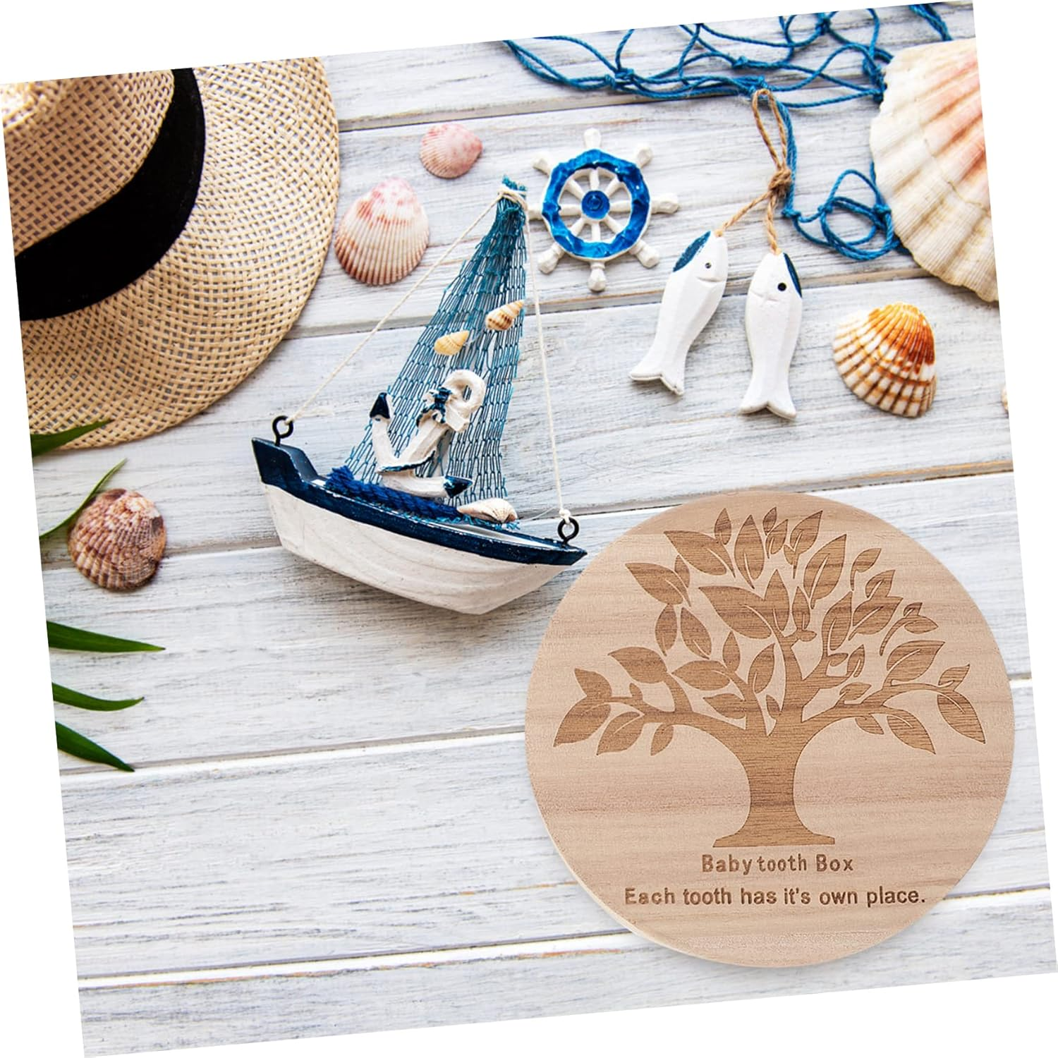 Ifundom Baby Tooth Box and Hair Keepsake for Babies Wooden Teeth Storage Box Newborn image number 3