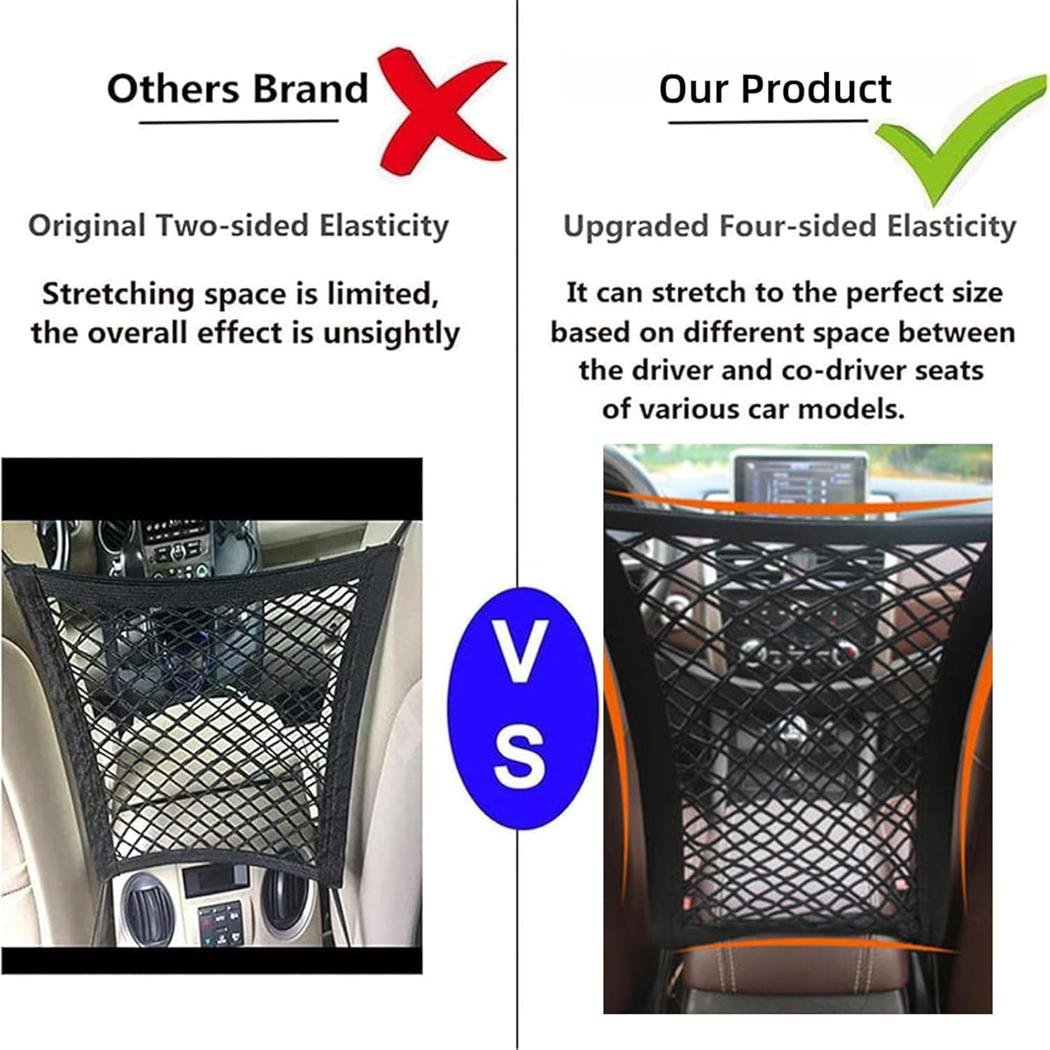 Adjustable Pet Barrier for Car, Heavy-Duty Dog Barrier Net Keeps Pets Safe in Back Seat, Universal Fit Cargo Net for Cars, Trucks and Suvs with Easy Installation image number 6