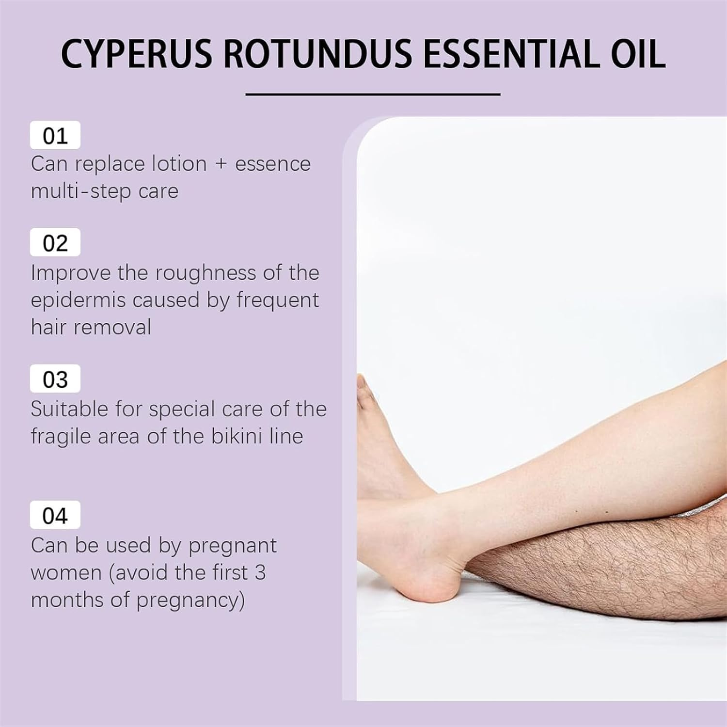 Glowoman - Cyperus Rotundus Oil, Natural Cyperus Rotundus Oil for Hair Removal, Reduces Unwanted Body Hair Growth, Soothing and Gentle, Shrink Pores, for All Skin Types (1Pc) - 1Pc image number 2