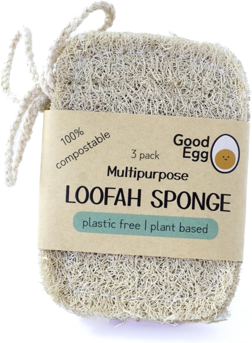 GOOD EGG 3 Pack Multipurpose Loofah Sponge | Natural & Exfoliating Scrubber Scourer | Organic Kitchen Sponge | 100% Plant-Based | image number 1