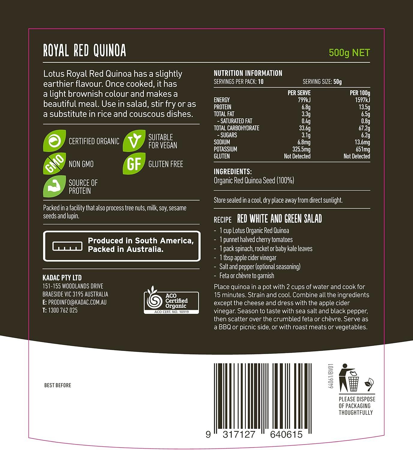 Lotus Organic Red Quinoa Grain 500 G, 500 G