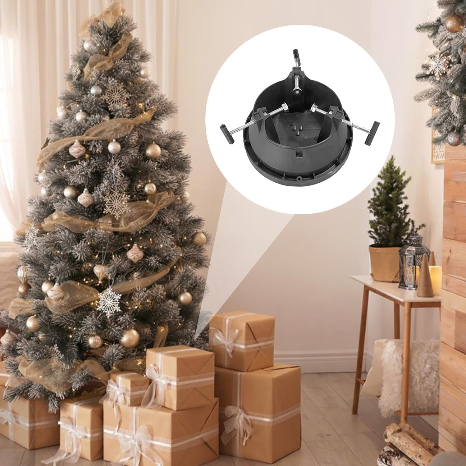 Real Christmas Tree Stand, Live Christmas Tree Stand | Christmas Tree Stand round Christmas Stand for Christmas Tree - Photography Home Supplies Tree Nest Christmas Tree Legs round Christmas image number 1