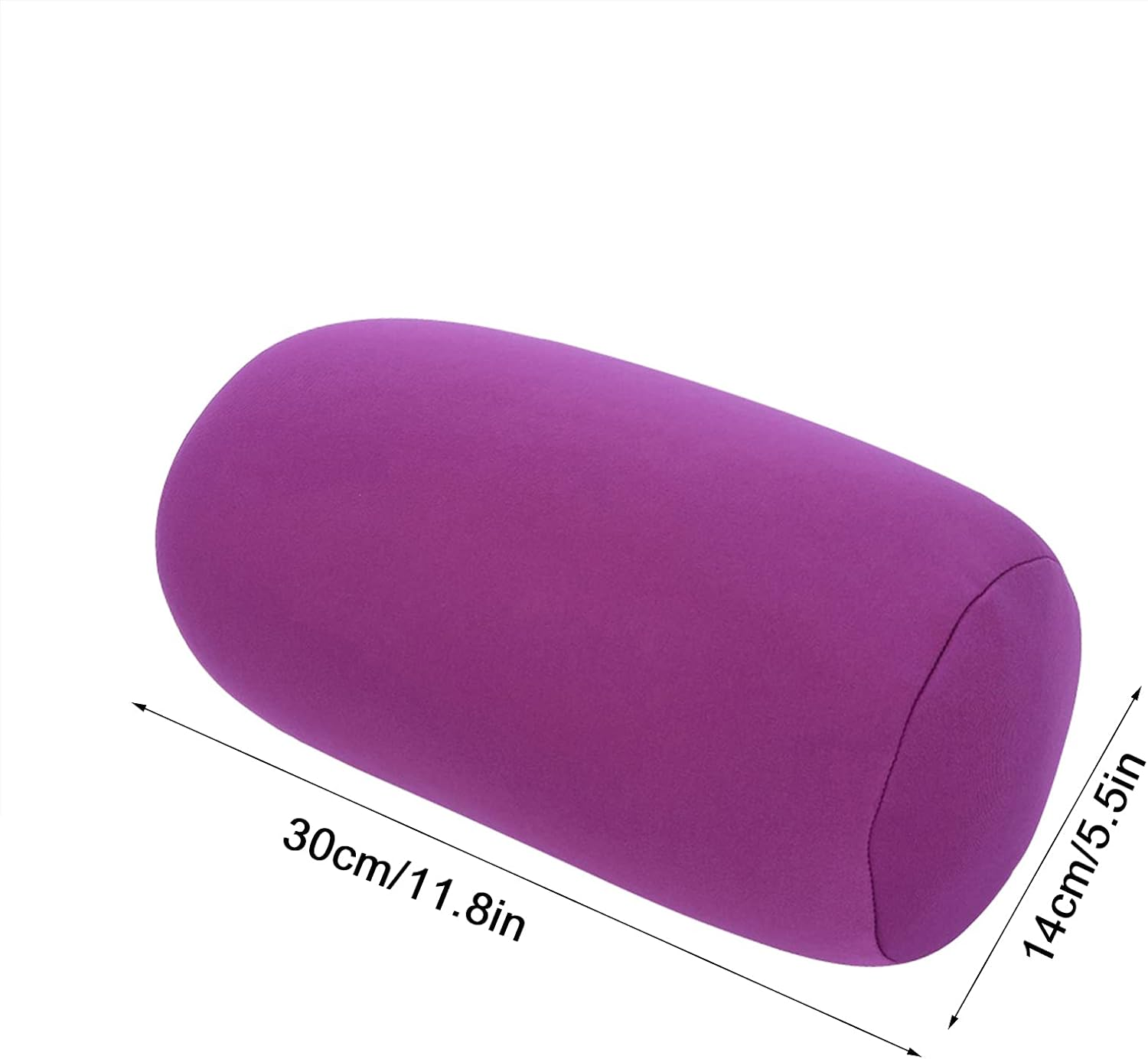 EVTSCAN Mini Microbead Tube Pillow, Comfortable Back Cushion Roll Throw Pillow Sleep Neck Support Cushion for Travel or in Home 6 Optional Colors(Purple)