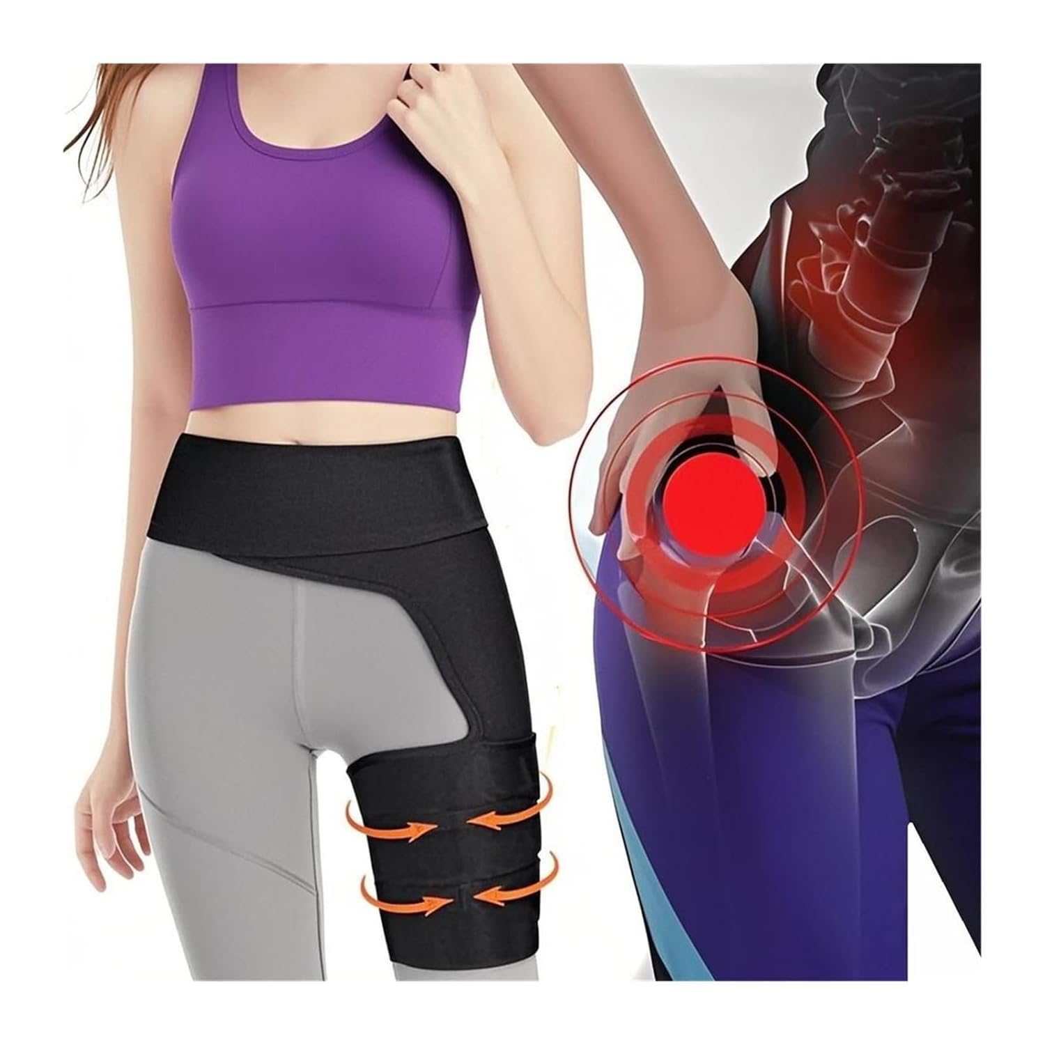 Groin Support & Hip Brace for Sciatica Pain Relief &ndash; Compression Wrap for Thigh, Hamstring, Quadriceps, Hip Arthritis &ndash; SI Joint Belt for Pulled Muscles & Hip Joint Pain &ndash; Adjustable for Men & Women image number 4