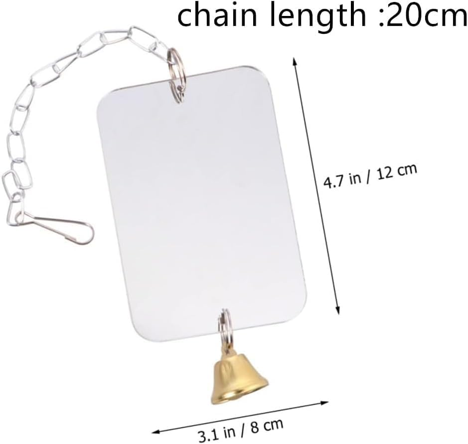 Bird Cage Mirror Toy with Bell, 1Pc Cage Hanging Decor Parrot Mirror Bird Toy, Parrot Mirror Hanging Decor Ornament Select Toy with Bell image number 3