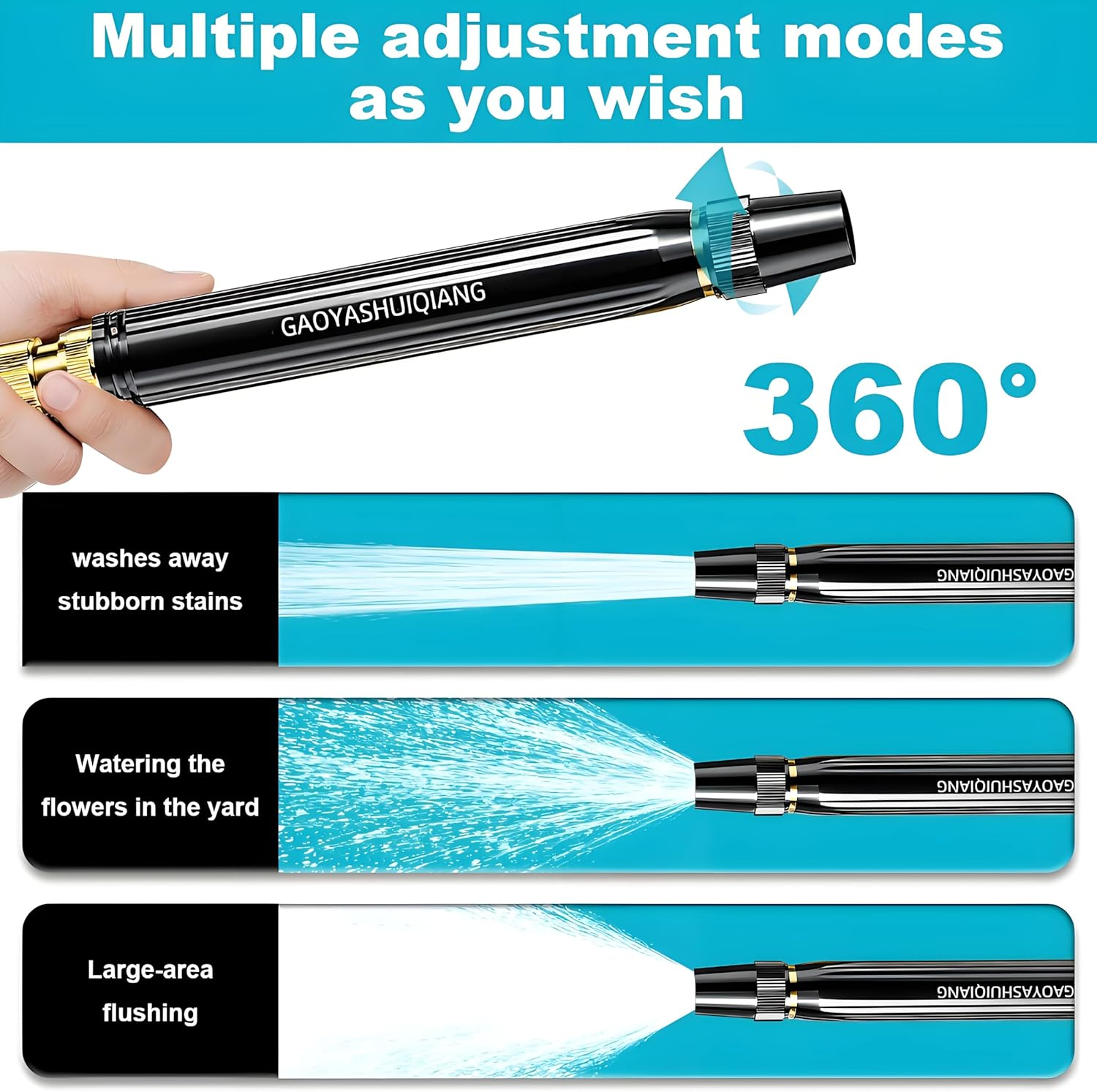 Expandable Garden Hose 50Ft, Garden Hose with Multi-Function Adjustable Nozzle, Flexible No-Kind Water Hose for Cars, Rvs, Boats, Campers, Outdoors, Yards, Lawns (15M)