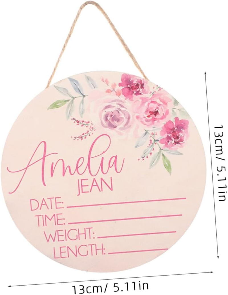 2Pcs Wooden Baby Name Announcement Sign Newborn Birth Announcement Sign for Nursery Room Hospital Welcome Shower Photo Prop image number 6