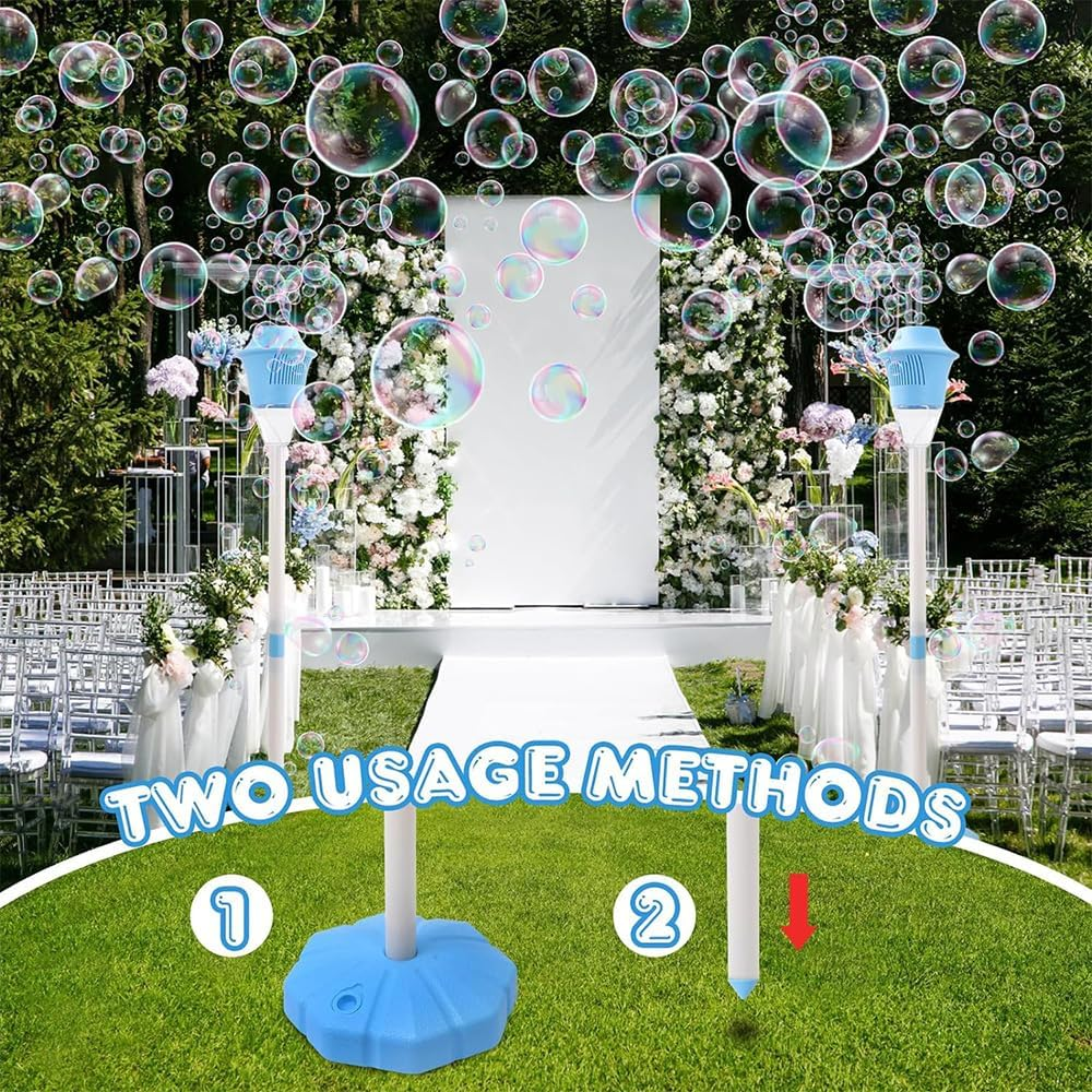 Bubble Machine with Lights for Outdoor, 119Cm Tall 3 Height Adjustable Bubble Blower with Lights Rechargeable Bubble Maker for Patio, Garden, Playground image number 2