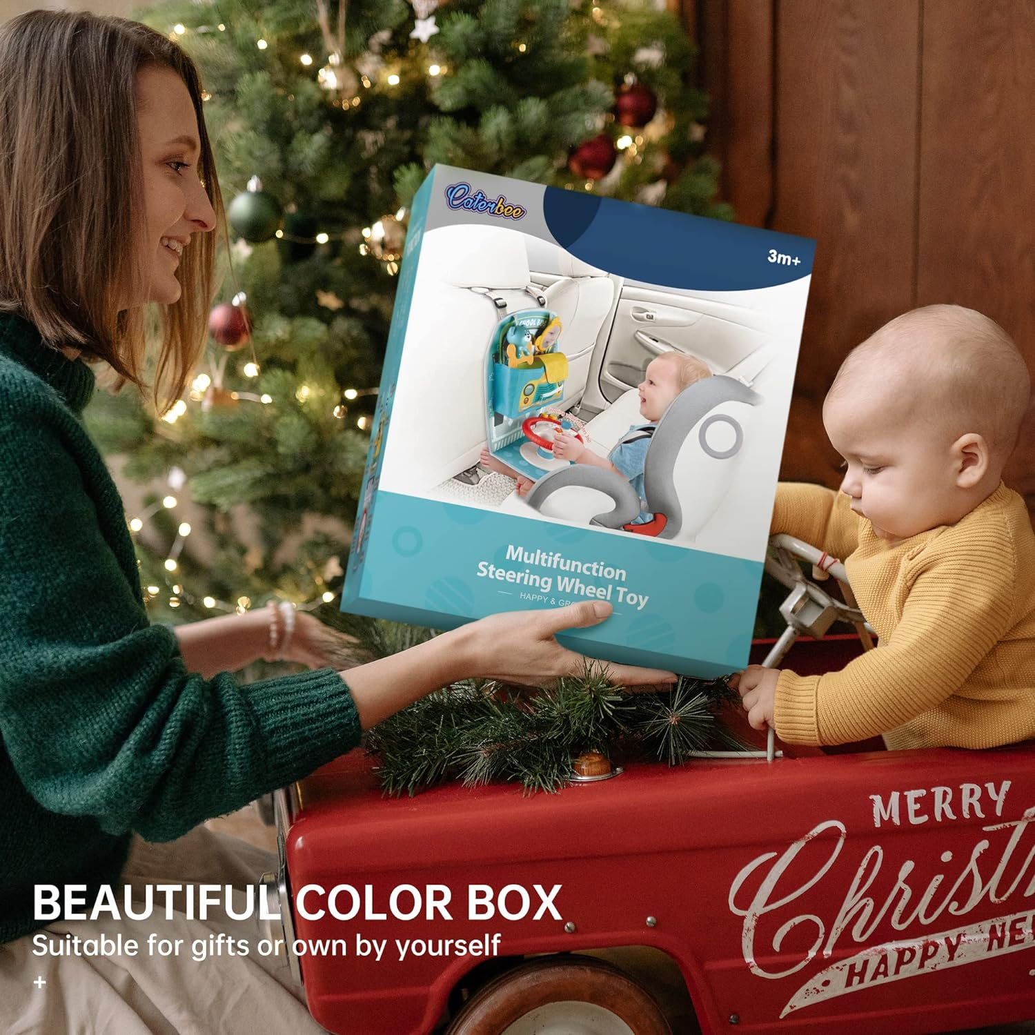 Baby Car Seat Toy Activity Center Toy with Steering Wheel Center for Long Journeys (Yellow) image number 2