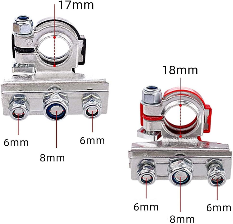 Naisfei 2 Pcs Battery Terminal Clamp Connectors, Automotive 3 Way Battery Wire Cable Connector Kit, Positive and Negative Quick Release Disconnect for Car Boat Van image number 1