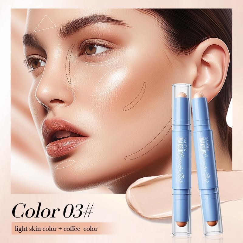 Dual-Ended Contour Stick, 2-In-1 Highlighting and Shadow Makeup, Set of Three Colors image number 1