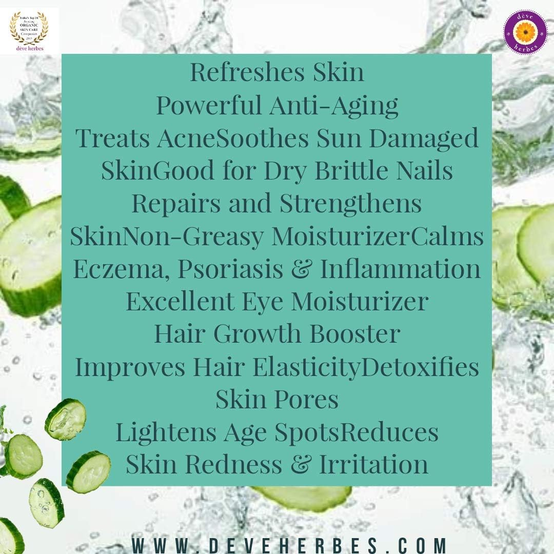 Deve Herbes Pure Cucumber Oil (Cucumis Sativus) Natural Therapeutic Grade Cold Pressed (Pack of Three) 100Ml X 3 (10 Oz) image number 4