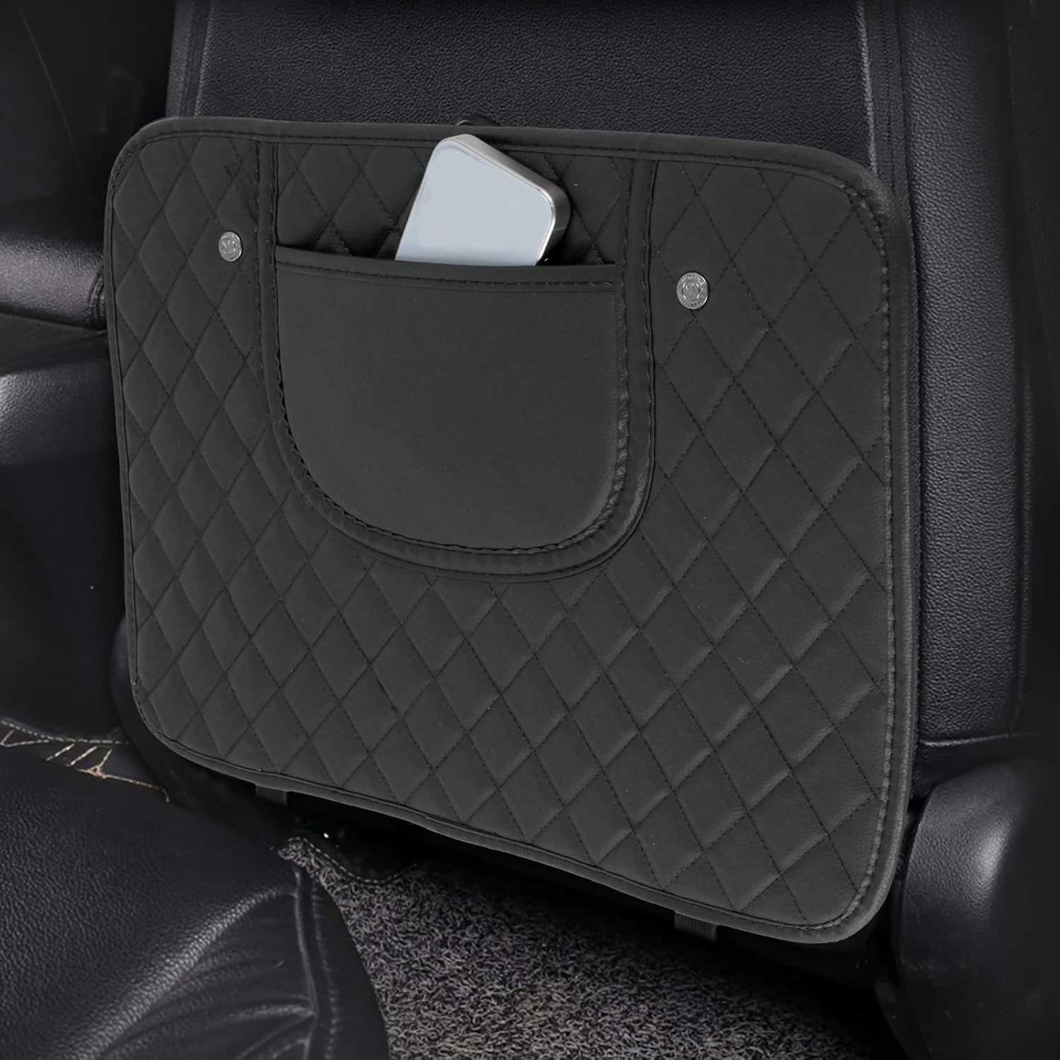 2Pcs Car Kick Mats Leather Backseat Protector Pad with Storage Bag Waterproof Auto Back Seat Covers Prevent Dirt and Trampling Universal Car Back Seat Protector Mat for Car image number 3