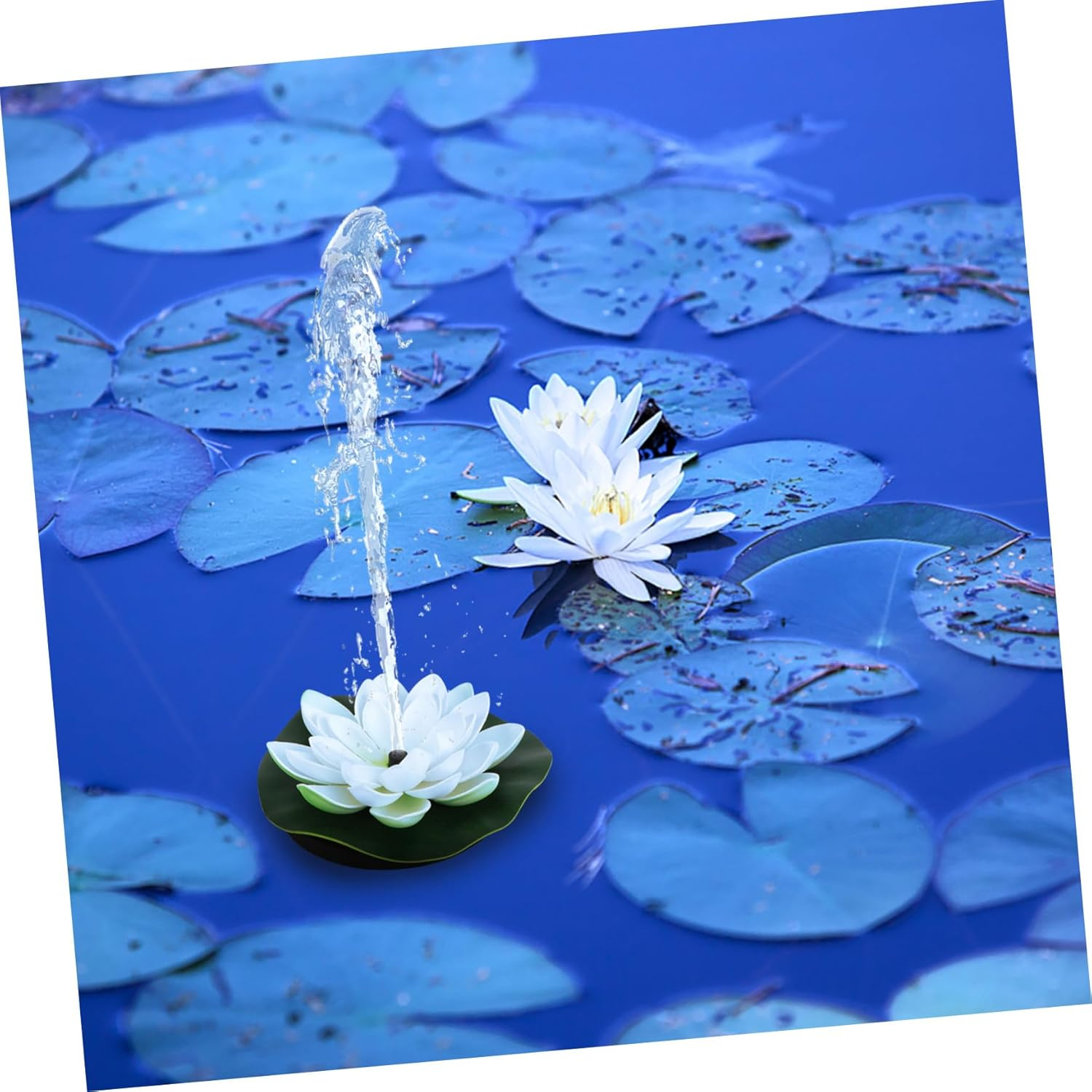 UKCOCO Solar Powered Floating Lotus Decorative Garden Aquarium Water Circulation Oxygen Pump White