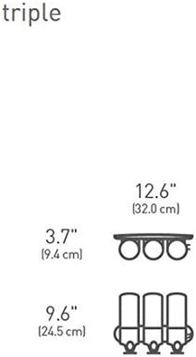 Simplehuman Triple Wall Mount Shower Pump, 3 X 15 Fl. Oz. Shampoo and Soap Dispensers, Stainless Steel image number 5