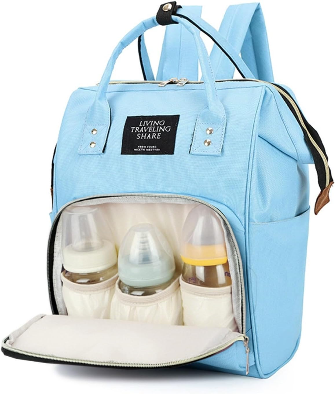 Fiohiros Nappy Bags for Baby - Waterproof Baby Bag for Mum with Insulated Pockets, Large Nappy Backpack & Stroller Straps, Hospital Bag Maternity Essentials