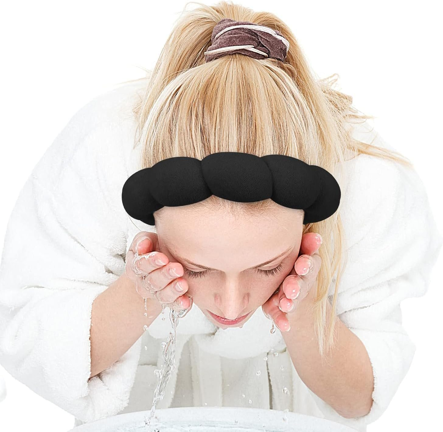 Norhogo Wolke Hair Bands, Women Velvet Hair Band, Women Hairband, Women Makeup Sponge, for Skin Care, Face Wash (Black) image number 3