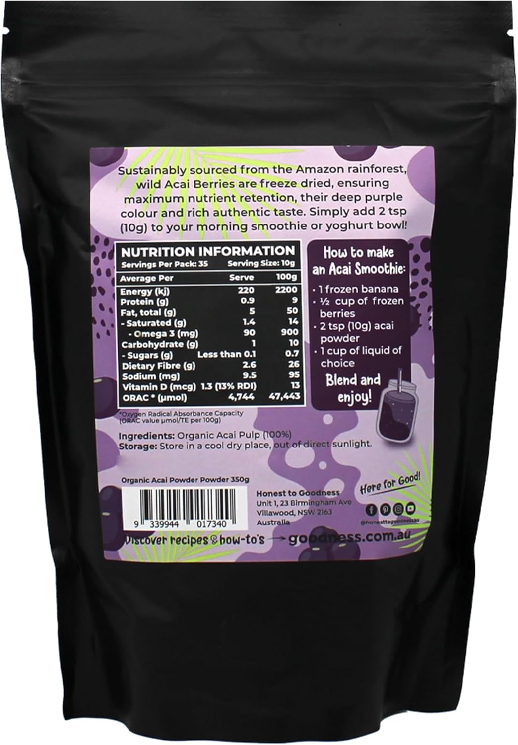 Organic Acai Powder 350G