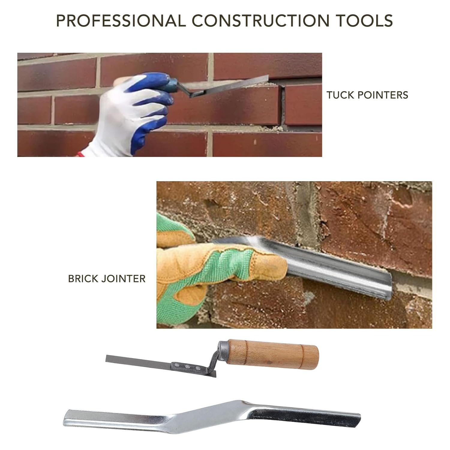 Heavy Duty PVC Mortar Bags Set with Brick Jointer Tuck Pointer for Tile Grout Masonry Mortar Reusable Easy to Cement Sealer Bag for Piping image number 4